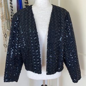 Vintage Sequin Bolero Open Evening Dressy Sparkly Jacket M